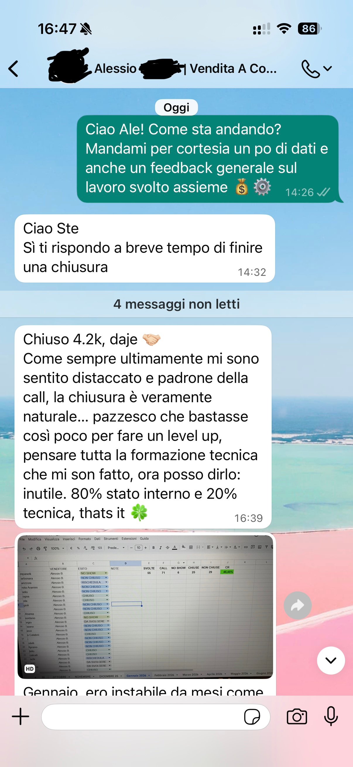 Screenshot risultati Manuel